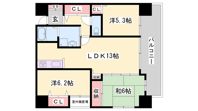 ラシャンス広畑(3LDK/4階)の間取り写真