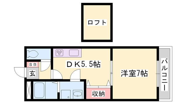 ガーデンホームオーブ(1DK/2階)の間取り写真
