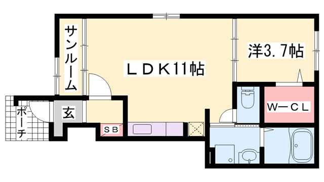 バーミィ ガーデンⅡ(1LDK/1階)の間取り写真