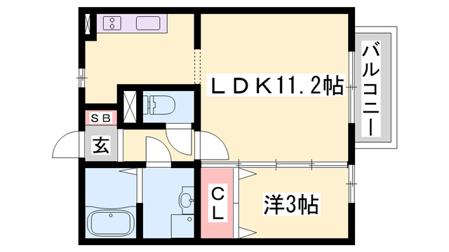 サンライズ城南(1LDK/2階)の間取り写真