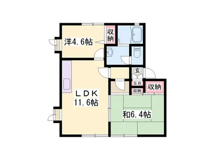 フローラル白浜(2LDK/1階)の間取り写真