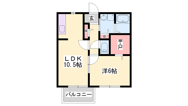 ル・シェモア(1LDK/1階)の間取り写真
