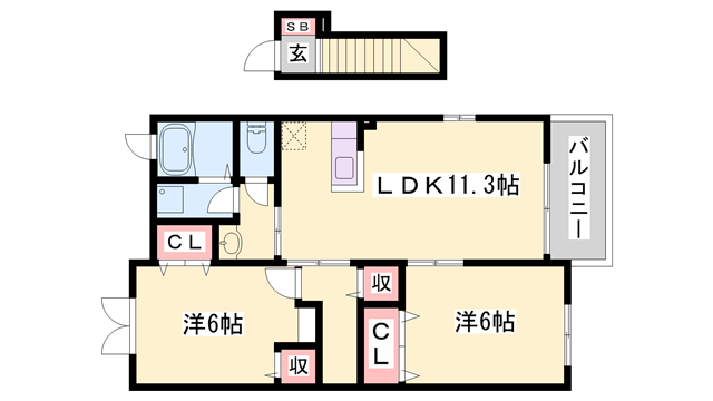 レジデンス池田(2LDK/2階)の間取り写真