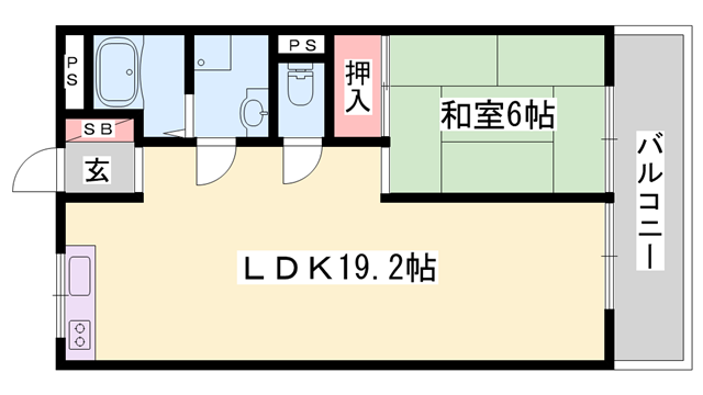 ハッピーコート駅南大路(1LDK/4階)の間取り写真
