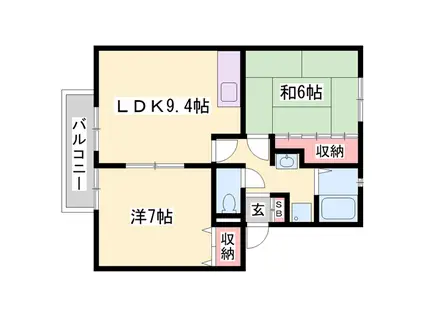 JAサンビレッジ大塚B(2LDK/2階)の間取り写真