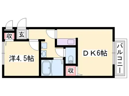 サンライフ・アイD棟(1DK/2階)の間取り写真
