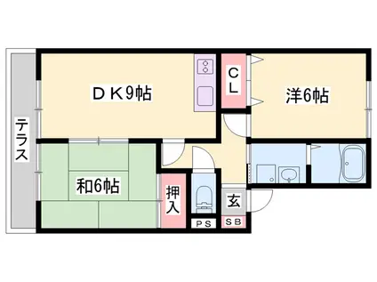シャトーKANAHO(2DK/1階)の間取り写真