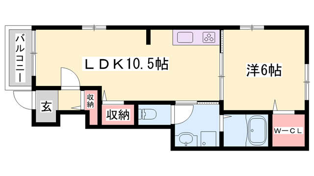 ヴィオラK・3(1LDK/1階)の間取り写真