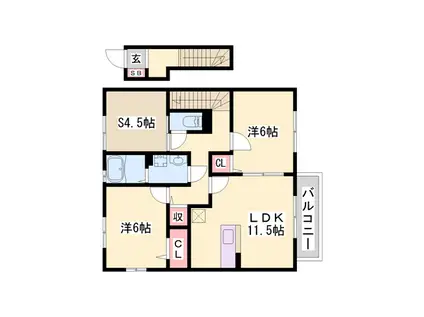 ハイムエルピスⅢ(2LDK/2階)の間取り写真