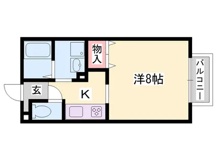 パセオ姫路 B棟(ワンルーム/2階)の間取り写真