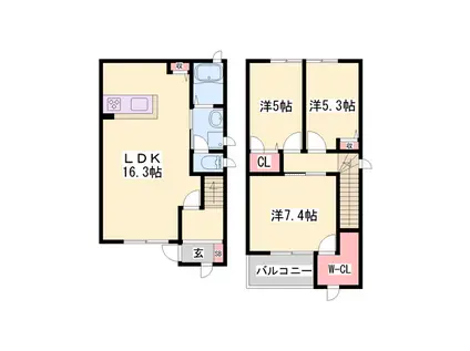 シャーメゾン上野田(3LDK/1階)の間取り写真