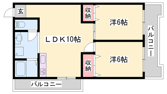 コーポラス今宿(2LDK/10階)の間取り写真