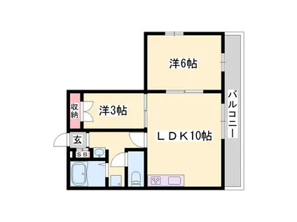 リアン飾東(1SLDK/3階)の間取り写真