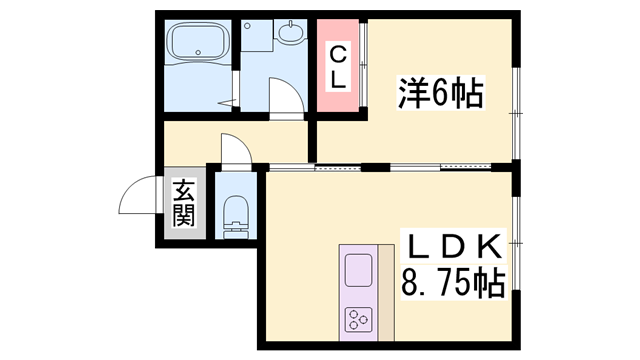WITH ROSE 神屋町(1LDK/1階)の間取り写真