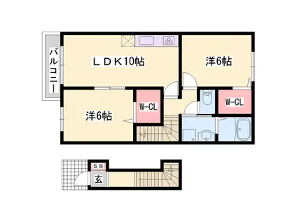 プロムナード(2LDK/2階)の間取り写真