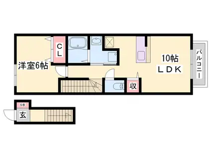 カレント(1LDK/2階)の間取り写真