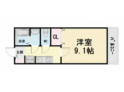 南海電鉄南海本線 石津川駅 徒歩3分 2階建 築24年(1K/2階)の間取り写真