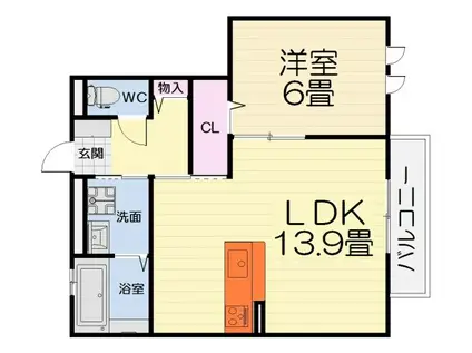 阪和線 鳳駅 徒歩11分 2階建 築11年(1LDK/1階)の間取り写真