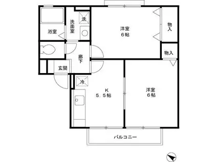 南海電鉄南海本線 高石駅 徒歩6分 2階建 築29年(2DK/2階)の間取り写真