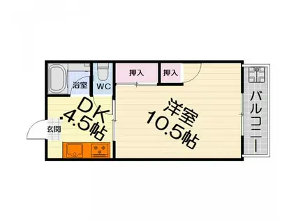 南海電鉄南海本線 諏訪ノ森駅 徒歩9分 4階建 築38年(1DK/4階)の間取り写真