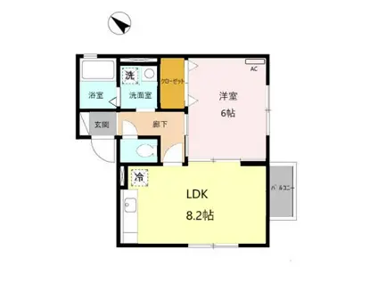 南海電鉄南海本線 泉大津駅 徒歩8分 2階建 築20年(1LDK/2階)の間取り写真