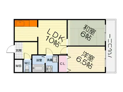 南海電鉄泉北線 深井駅 徒歩8分 5階建 築32年(2LDK/1階)の間取り写真