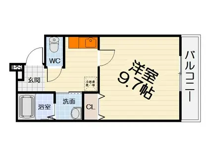 阪和線 鳳駅 徒歩5分 3階建 築9年(1K/1階)の間取り写真