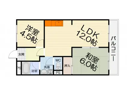 南海電鉄泉北線 深井駅 徒歩29分 2階建 築33年(2LDK/2階)の間取り写真