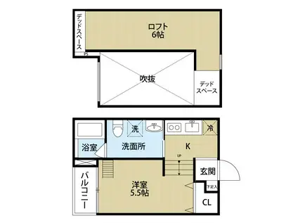 南海電鉄南海本線 諏訪ノ森駅 徒歩12分 2階建 築12年(1K/1階)の間取り写真