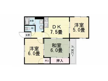 ハイツWENDY(3DK/1階)の間取り写真