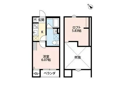 阪和線 富木駅 徒歩13分 2階建 築9年(1K/1階)の間取り写真