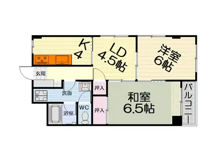 阪和線 鳳駅 徒歩12分 3階建 築40年(2LDK/3階)の間取り写真