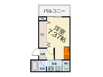 阪和線 上野芝駅 徒歩13分 3階建 築6年(ワンルーム/3階)の間取り写真