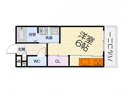 阪和線 富木駅 徒歩9分 3階建 築17年(1K/2階)の間取り写真