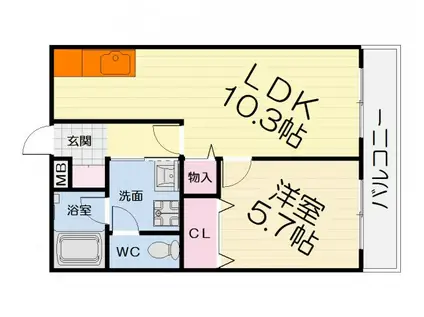 南海電鉄泉北線 深井駅 徒歩24分 2階建 築21年(1LDK/1階)の間取り写真