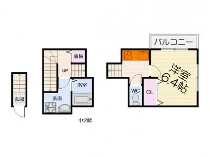 南海電鉄南海本線 高石駅 徒歩4分 2階建 築5年(1K/2階)の間取り写真