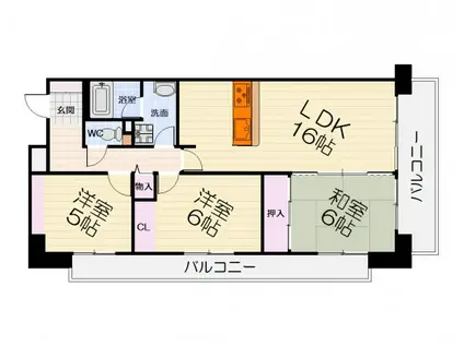 南海電鉄南海本線 泉大津駅 徒歩11分 8階建 築29年(3LDK/5階)の間取り写真