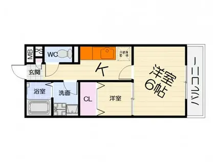 阪和線 鳳駅 徒歩3分 3階建 築17年(1K/1階)の間取り写真