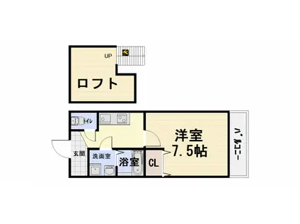 阪和線 鳳駅 徒歩4分 2階建 築17年(1K/2階)の間取り写真