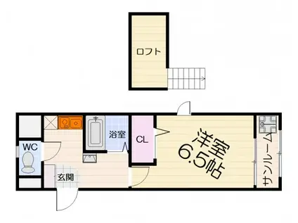 南海電鉄高師浜支線 高師浜駅 徒歩12分 5階建 築26年(1K/5階)の間取り写真