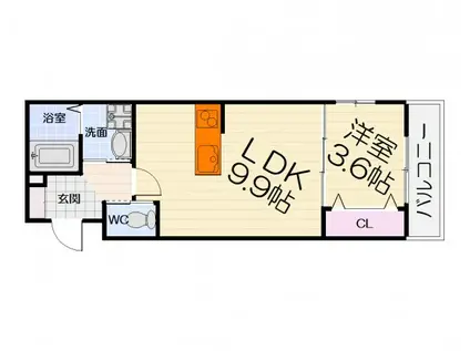 南海電鉄南海本線 北助松駅 徒歩1分 3階建 築4年(1LDK/3階)の間取り写真