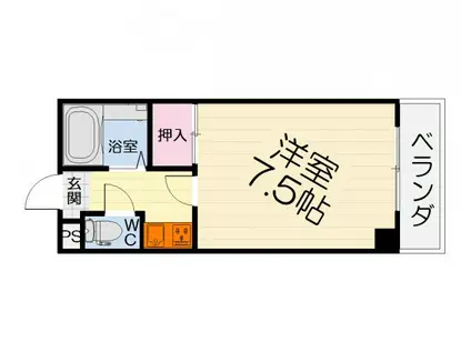 阪和線 信太山駅 徒歩2分 3階建 築25年(1K/3階)の間取り写真