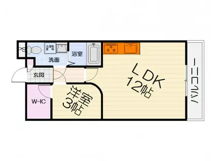 阪和線 信太山駅 徒歩4分 3階建 築15年(1LDK/3階)の間取り写真