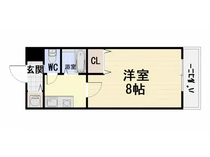 南海電鉄南海本線 諏訪ノ森駅 徒歩4分 5階建 築22年(1K/2階)の間取り写真