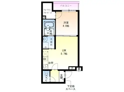南海電鉄高師浜支線 高師浜駅 徒歩2分 3階建 築4年(1LDK/3階)の間取り写真