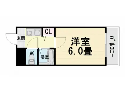 阪和線 鳳駅 徒歩10分 5階建 築32年(1K/3階)の間取り写真