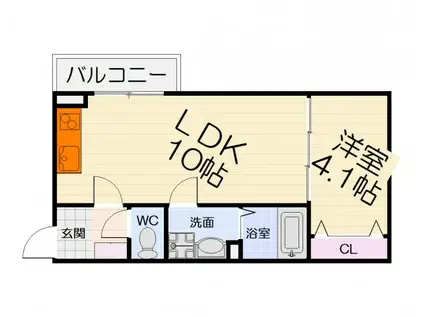 南海電鉄南海本線 石津川駅 徒歩6分 3階建 築4年(1LDK/1階)の間取り写真