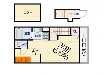 阪和線 富木駅 徒歩21分 2階建 築5年(ワンルーム/2階)の間取り写真