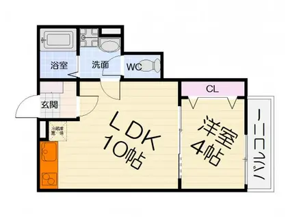 南海電鉄南海本線 石津川駅 徒歩6分 3階建 築4年(1LDK/2階)の間取り写真