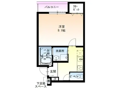 南海電鉄南海本線 諏訪ノ森駅 徒歩6分 3階建 築4年(1K/3階)の間取り写真